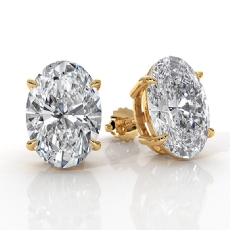 Oval Lab grown Diamond Claw Prong IGI Stud Earring 14k Gold Yellow  (8Ct. tw.)