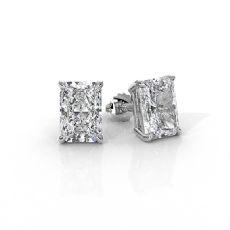 Radiant Lab grown Diamond Claw Prong IGI Stud Earring 14k White Gold 2.00 ctw.