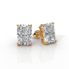 Claw Prong Radiant Lab grown Diamond IGI Stud Earring 14k Gold Yellow  (3Ct. tw.)