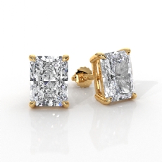 Radiant Claw Prong Lab grown Diamond IGI Stud Earring 14k Gold Yellow  (4Ct. tw.)
