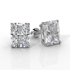 Radiant Claw Prong Lab grown Diamond IGI Stud Earring 14k White Gold 6.00 ctw.