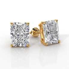 Radiant Claw Prong Lab grown Diamond IGI Stud Earring 14k Gold Yellow  (6Ct. tw.)