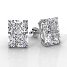 Radiant Claw Prong Lab grown Diamond IGI Stud Earring 14k White Gold 8.00 ctw.
