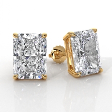 Radiant Claw Prong Lab grown Diamond IGI Stud Earring 14k Gold Yellow  (8Ct. tw.)