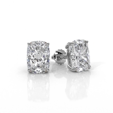 Cushion Claw Prong Lab grown Diamond IGI Stud Earring 14k White Gold 2.00 ctw.