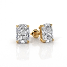 Cushion Claw Prong Lab grown Diamond IGI Stud Earring 14k Gold Yellow  (2Ct. tw.)