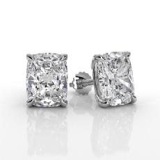Cushion Claw Prong Lab grown Diamond IGI Certified Stud Earring 14k Gold 4.00ctw.