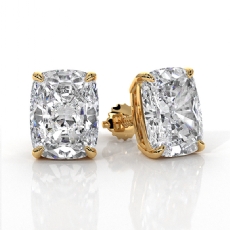 Cushion Claw Prong Lab grown Diamond IGI Stud Earring 14k Gold Yellow  (6Ct. tw.)