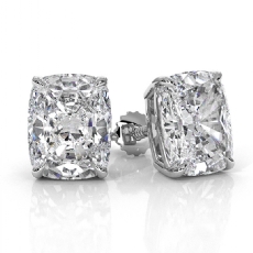 Cushion Lab grown Diamond IGI Certified Prong Stud Earring 14k W Gold 8.00 ctw