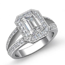 Filigree Halo Pave Side Stone diamond Ring Platinum 950