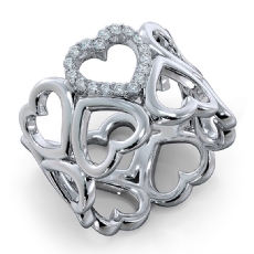 Round Diamond U Shape Prong Set Platinum 950 Engagement Heart Ring  (0.15Ct. tw.)