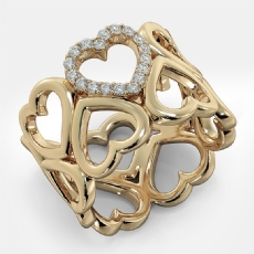 Round Diamond U Shape Prong Set 14k Gold Yellow Engagement Heart Ring  (0.15Ct. tw.)