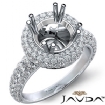 Halo Pave Set Diamond Engagement Round Semi Mount 14k Gold White Ring 1.24Ct