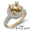 Halo Pave Set Diamond Engagement Round Semi Mount 18k Yellow Gold Ring 1.25Ct - javda.com 