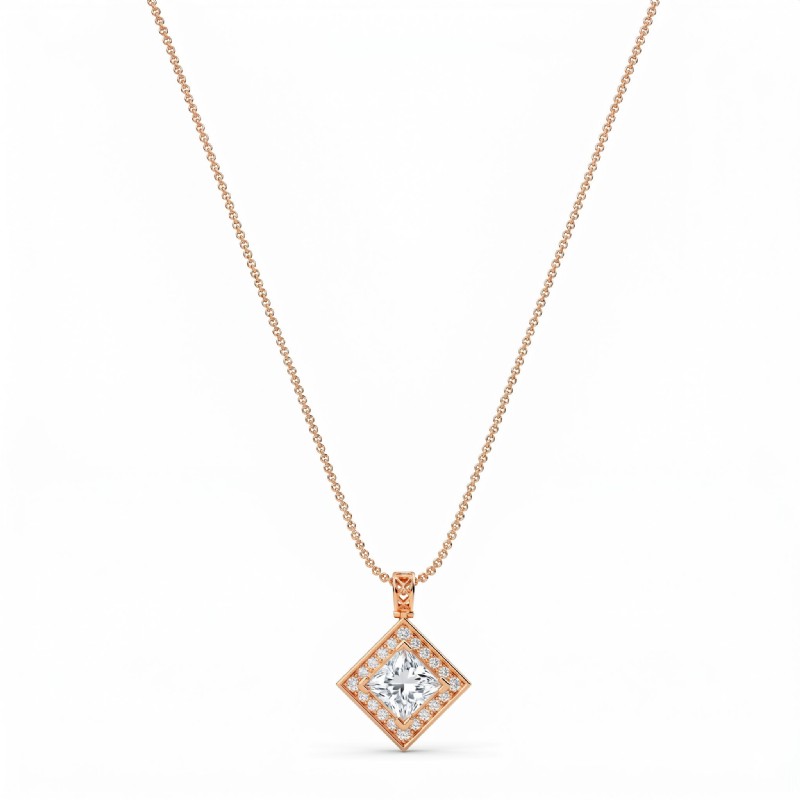  diamond Pendant 14k Rose Gold