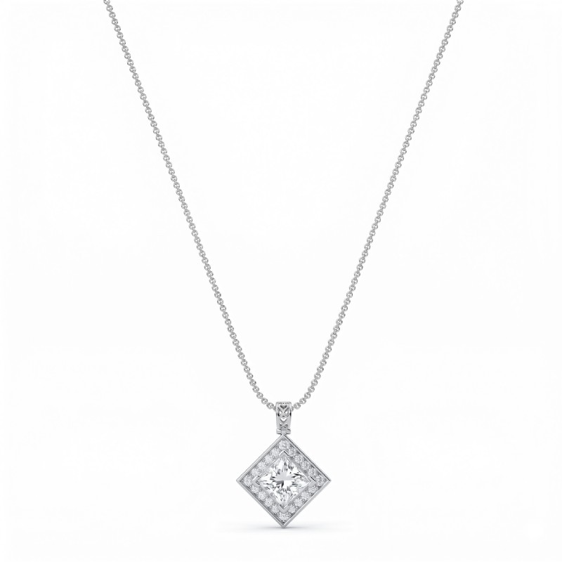  diamond Pendant 14k Gold White