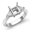 Diamond Engagement Three Stone Trillion Princess Setting Ring Platinum 950 0.55Ct - javda.com 