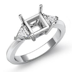 Diamond Engagement Three Stone Trillion Princess Setting Ring 14k W Gold 0.55Ct