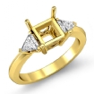 Diamond Engagement Three Stone Trillion Princess Setting Ring 14k Yellow Gold 0.55Ct - javda.com 