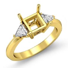 Diamond Engagement Three Stone Trillion Princess Setting Ring 14k Gold Yellow  (0.55Ct. tw.)