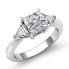 Trillion 3 Stone Filigree diamond Ring 14k Gold White