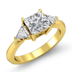 Trillion 3 Stone Filigree diamond Ring 18k Gold Yellow