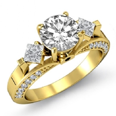 Kite Style Wedding 3 Stone diamond  14k Gold Yellow