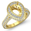 1.6Ct Diamond Engagement Pear Ring 18k Yellow Gold Halo Pave Setting Semi Mount - javda.com 