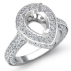 1.6Ct Diamond Engagement Pear Ring 14k White Gold Halo Pave Setting Semi Mount - javda.com 