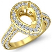 1.6Ct Diamond Engagement Pear Ring 14k Gold Yellow Halo Pave Setting Semi Mount