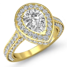 Circa Halo Pave Side-Stone diamond  14k Gold Yellow
