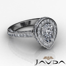 Circa Halo Pave Side-Stone diamond Ring 14k Gold White