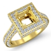 1.6Ct Diamond Engagement Halo Setting Ring Princess Semi Mount 18k Yellow Gold - javda.com 