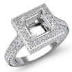1.6Ct Diamond Engagement Halo Setting Ring Princess Semi Mount Platinum 950 - javda.com 