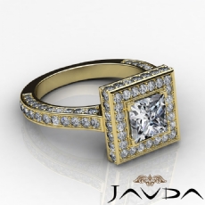 Pave Set Circa Halo Filigree diamond Ring 14k Gold Yellow