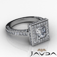Pave Set Circa Halo Filigree diamond Ring 18k Gold White