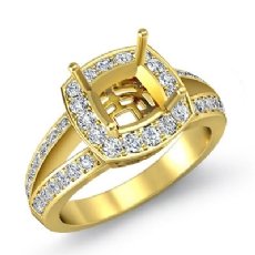 Diamond Engagement Ring 14k Gold Yellow Cushion Semi Mount Halo Setting (0.6Ct. tw.)