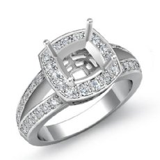 Diamond Engagement Ring 14k White Gold Cushion Semi Mount Halo Setting 0.60Ct