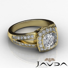 Pave Set Split Shank Halo diamond Ring 18k Gold Yellow