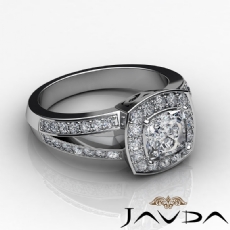 Pave Set Split Shank Halo diamond Ring 18k Gold White