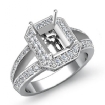 0.6Ct Diamond Engagement Ring Emerald Semi Mount Halo Setting 14k White Gold - javda.com 