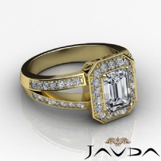 Halo Split Shank Filigree diamond Ring 14k Gold Yellow