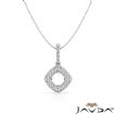 Halo Pave Cushion Cut Semi Mount Diamond Bail Pendant 18k White Gold - javda.com 