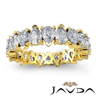 Pear Diamond Prong Set Eternity Women's Wedding Band Ring 14k Gold Yellow 5.5Ct