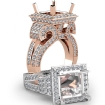 Diamond Princess Antique & Vintage Semi Mount Engagement Halo Setting Ring 18k Rose Gold 2.25Ct - javda.com 
