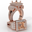 Diamond Princess Antique & Vintage Semi Mount Engagement Halo Setting Ring 18k Rose Gold 2.25Ct - javda.com 