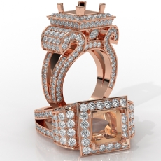 Diamond Princess Antique & Vintage Semi Mount Engagement Halo Setting Ring 14k Rose Gold  (2.25Ct. tw.)