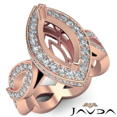 Diamond Engagement Ring Marquise Semi Mount Halo Pave Setting 14k Rose Gold  (1.3Ct. tw.)