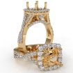Halo U Cut Prong Diamond Engagement Ring Round Semi Mount 18k Yellow Gold 1.1Ct - javda.com 