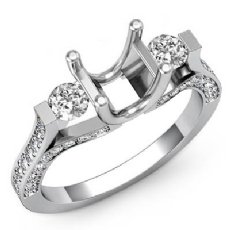 Round Diamond Three Stone Engagement Ring Prong Setting 14k W Gold SemiMount 1Ct